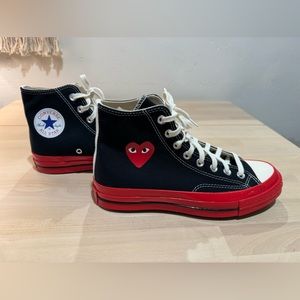 CONVERSE X COMME DES GARCONS PLAY ALL STAR CHUCK '70 HI RED SOLE - BLACK